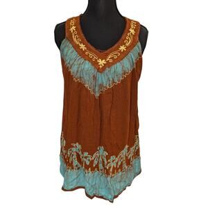 Vintage Fairycore Embroidered Sleeveless Tunic Top | Women's M | Sakkas